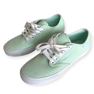 Vans Light Green Print Lace Up Sneakers Womens 7.5
